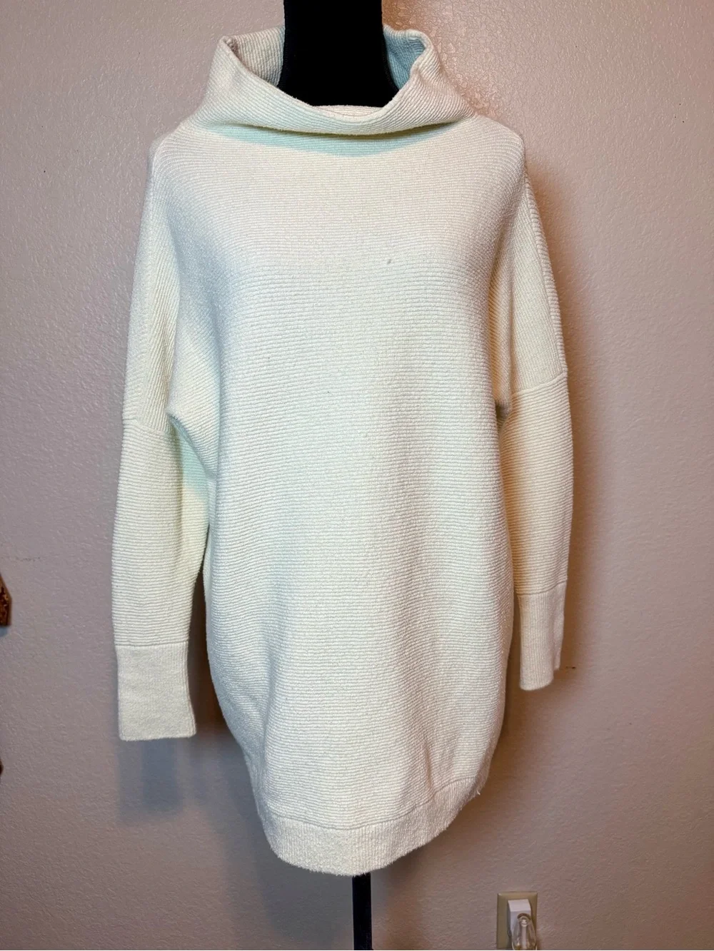 Free People Ottoman Slouchy Tunic Sweater Cream Oversized XS